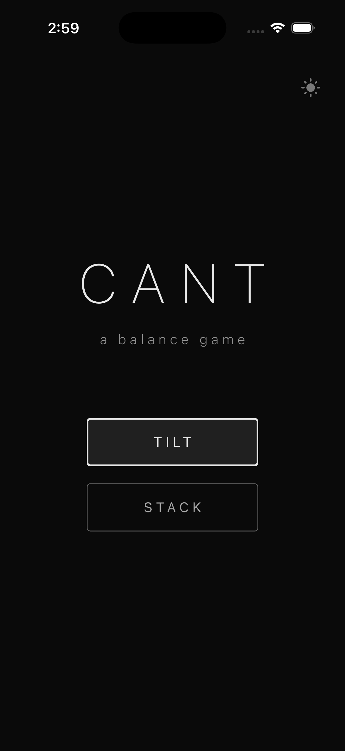 Cant Balance main menu