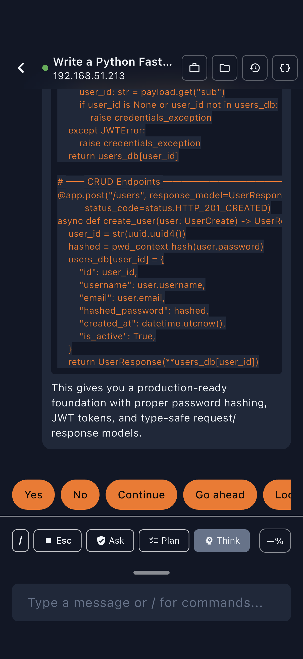 Claude Code chat with tool approval on iPhone